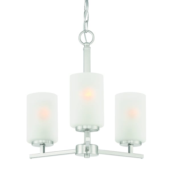 Designers Fountain Carmine 3 Light Contemporary Brushed Nickel with Etched Glass Shades Chandelier For Dining Rooms D239M-3CH-BN - main
